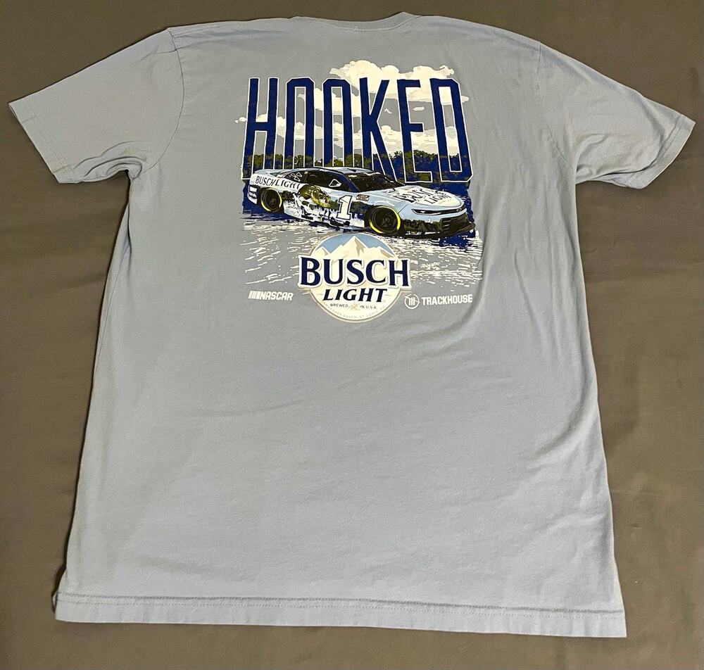 Ross Chastain Trackhouse NASCAR Busch Light Hooked Graphic T-Shirt Blue XL